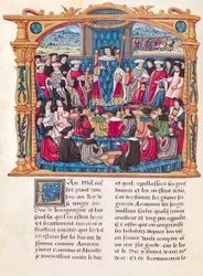 Ms 18 Fol.66v Lodewijk XI begint de oorlog tegen Karel de Stoute, hertog van Bourgondië, uit de memoires van Philippe van Commines (1445-1509)